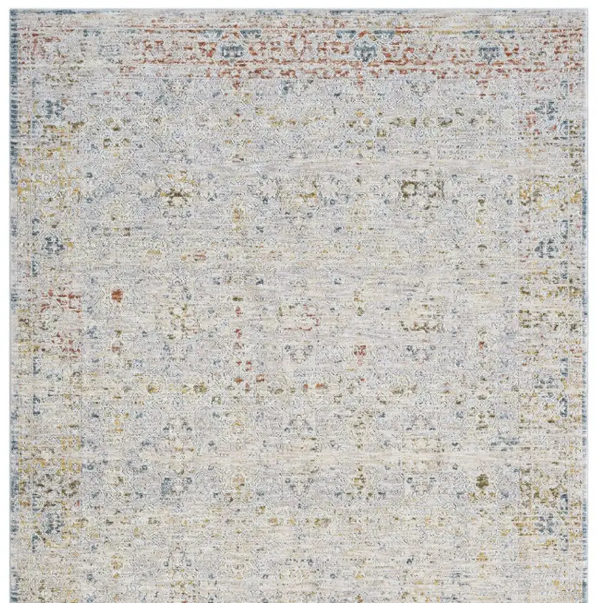 Ivory and Blue Floral Area Rug Photo 6