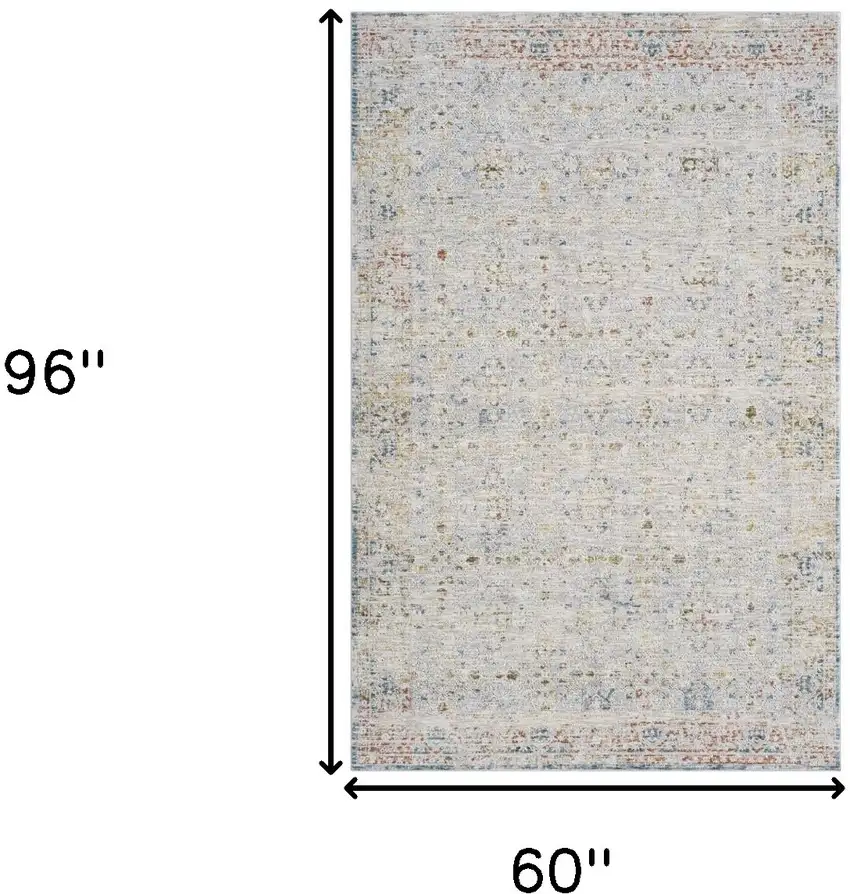 Ivory and Blue Floral Area Rug Photo 3