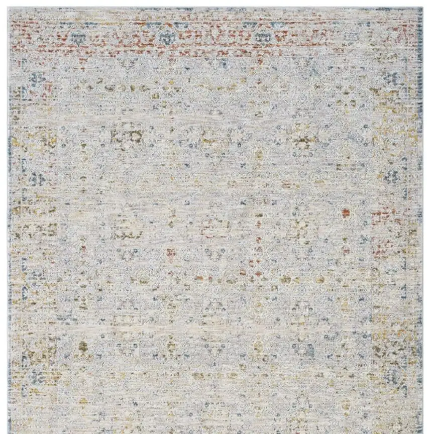 Ivory and Blue Floral Area Rug Photo 3