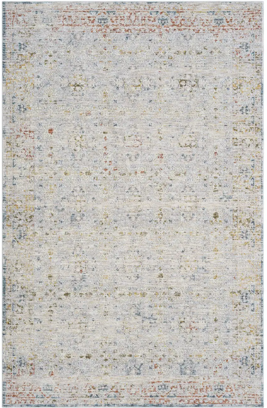 Ivory and Blue Floral Area Rug Photo 2