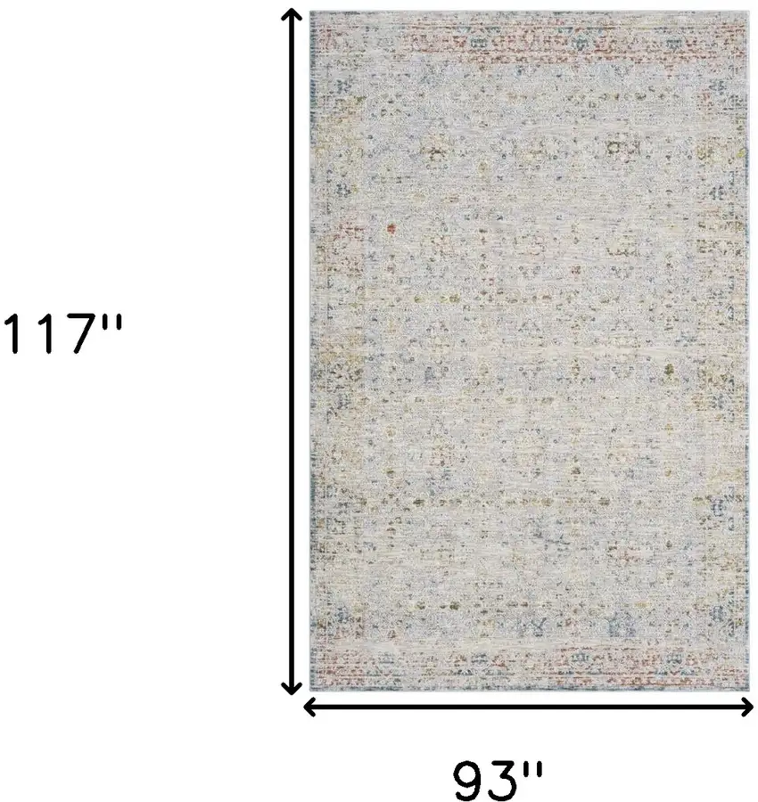 Ivory and Blue Floral Area Rug Photo 3