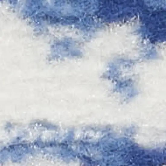 Ivory and Blue Floral Distressed Area Rug Photo 6