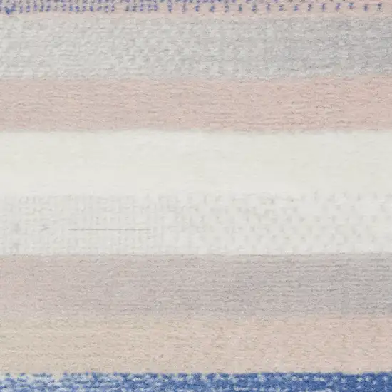 Ivory and Blue Floral Distressed Non Skid Area Rug Photo 1