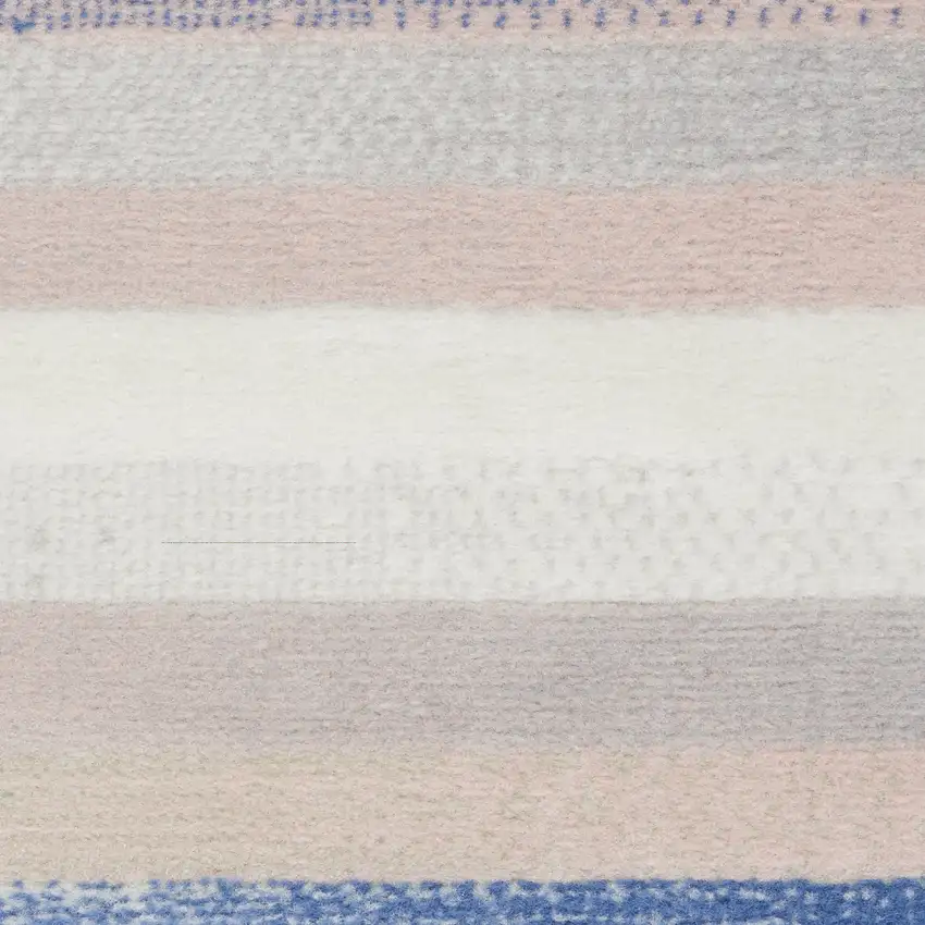 Ivory and Blue Floral Distressed Non Skid Area Rug Photo 1