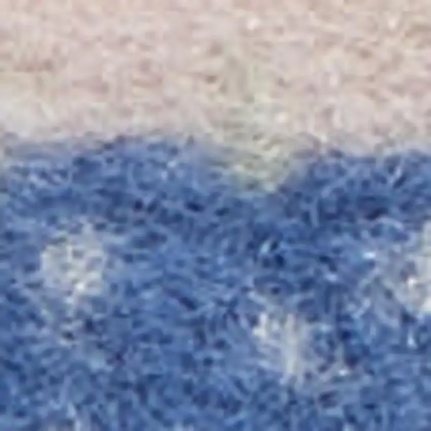 Ivory and Blue Floral Distressed Non Skid Area Rug Photo 6