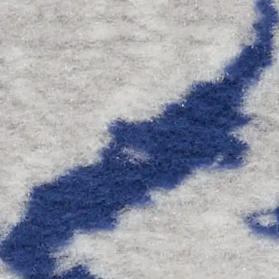 Ivory and Blue Floral Medallion Distressed Non Skid Area Rug Photo 3