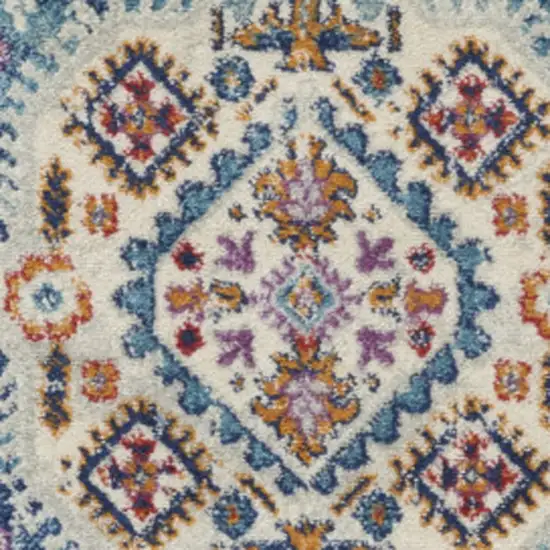 Ivory And Blue Floral Distressed Area Rug Photo 6