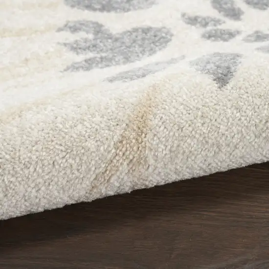 10' Ivory And Blue Floral Distressed Runner Rug Photo 9