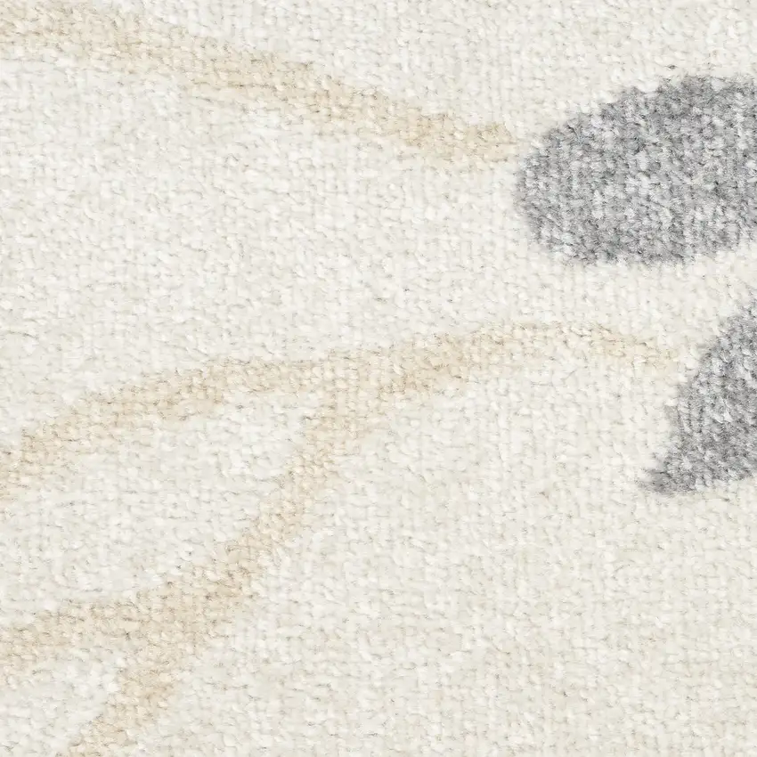 Ivory and Blue Floral Power Loom Distressed Runner Rug Photo 9
