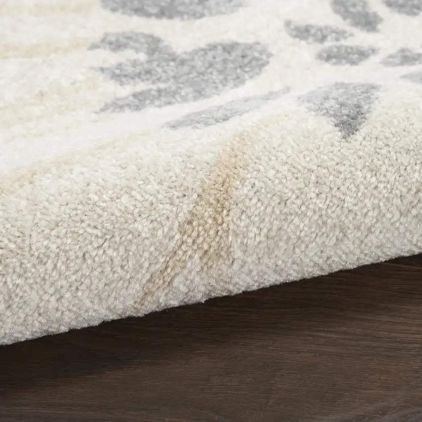 Ivory and Blue Floral Power Loom Distressed Runner Rug Photo 7