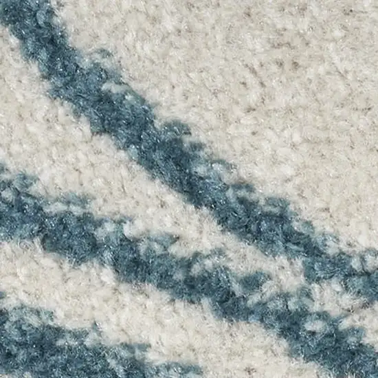 10' Ivory And Blue Floral Runner Rug Photo 1