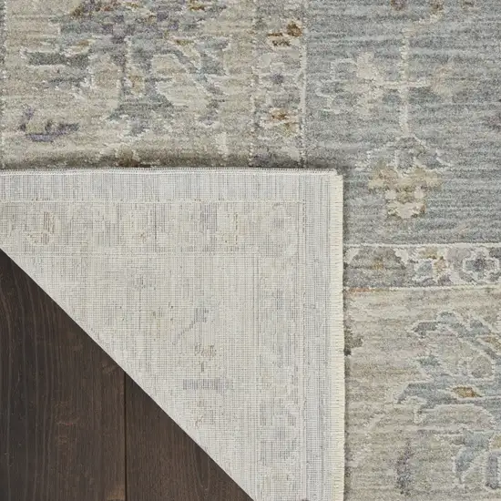 10' Ivory And Blue Floral Runner Rug Photo 6