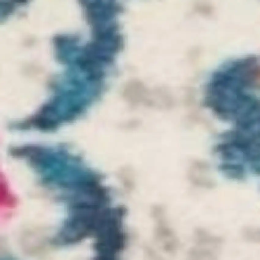 Ivory And Blue Floral Area Rug Photo 3