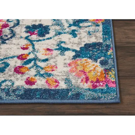 Ivory And Blue Floral Area Rug Photo 7