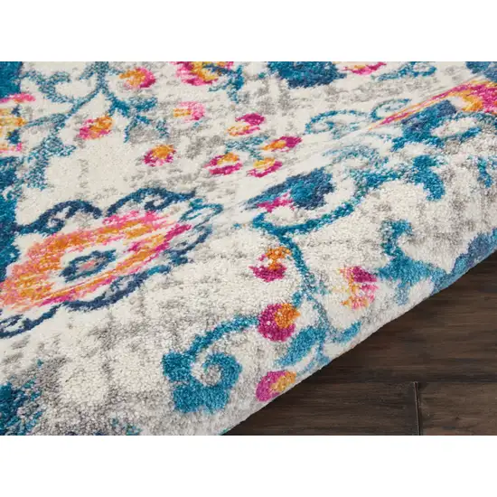Ivory And Blue Floral Area Rug Photo 9
