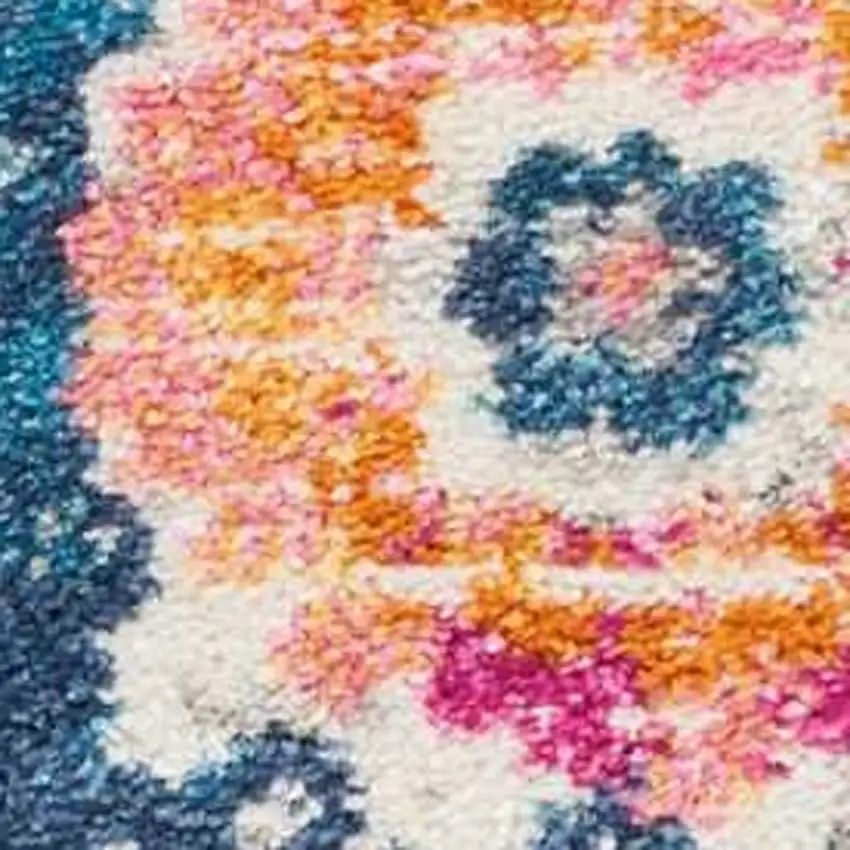 Ivory And Blue Floral Area Rug Photo 1