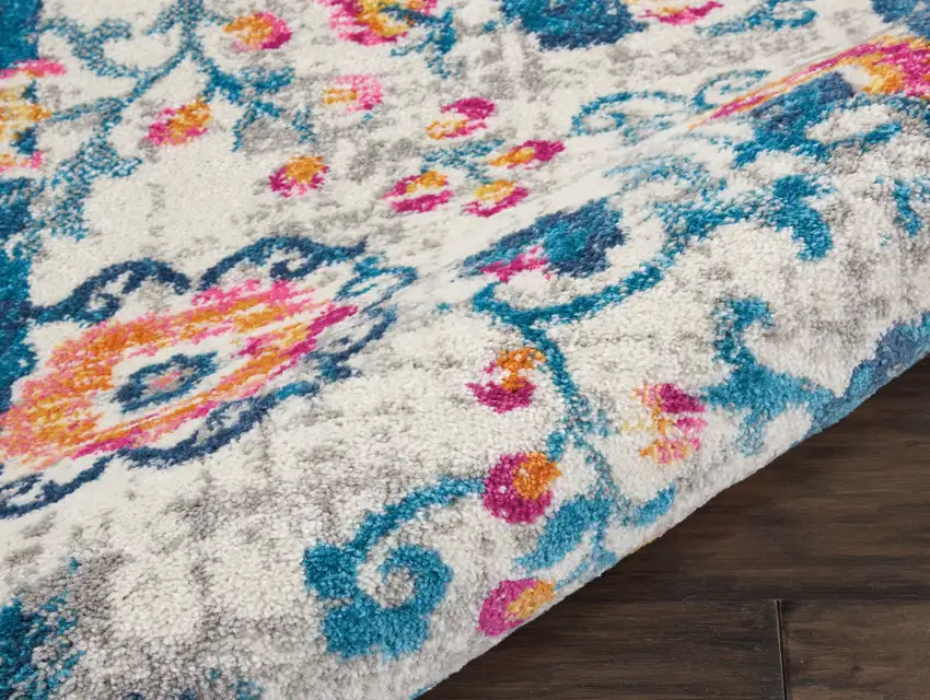 Ivory Floral Power Loom Area Rug Photo 5
