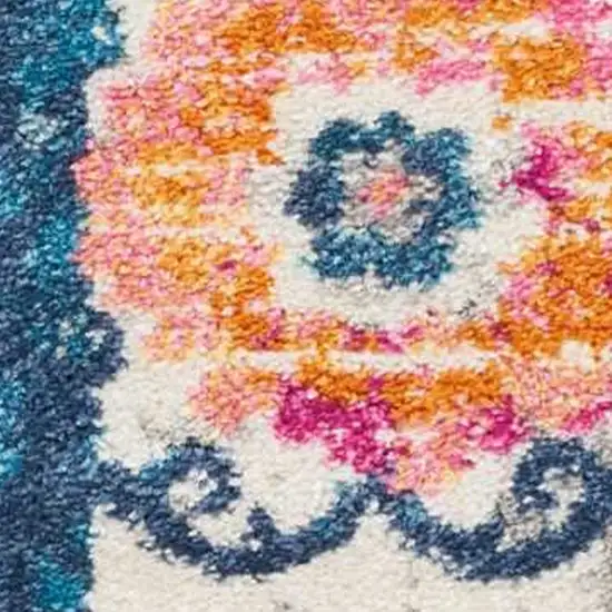 Ivory And Blue Floral Area Rug Photo 5