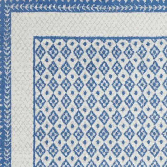 Ivory and Blue Geometric Area Rug Photo 8
