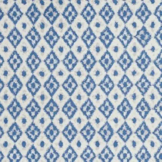 Ivory And Blue Geometric Area Rug Photo 3