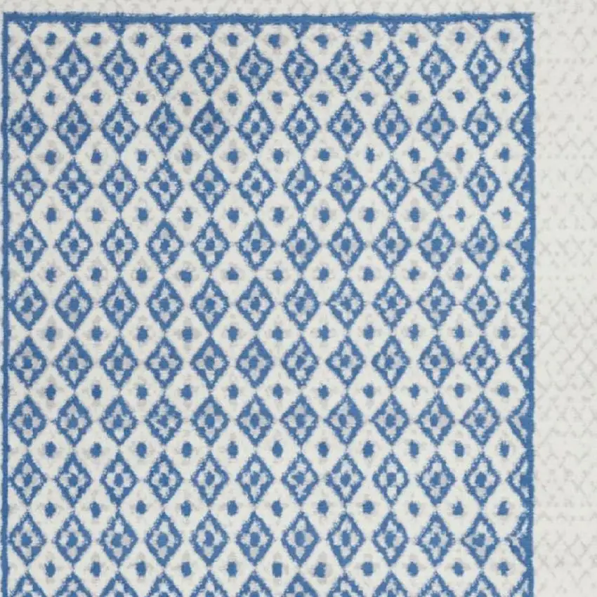 Ivory and Blue Geometric Area Rug Photo 8
