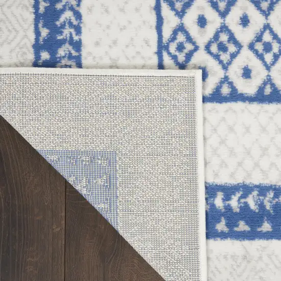 Ivory And Blue Geometric Area Rug Photo 9