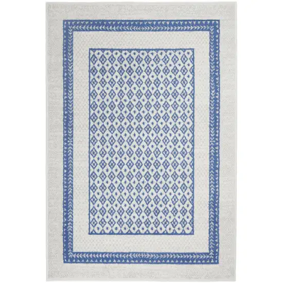 Ivory And Blue Geometric Area Rug Photo 8