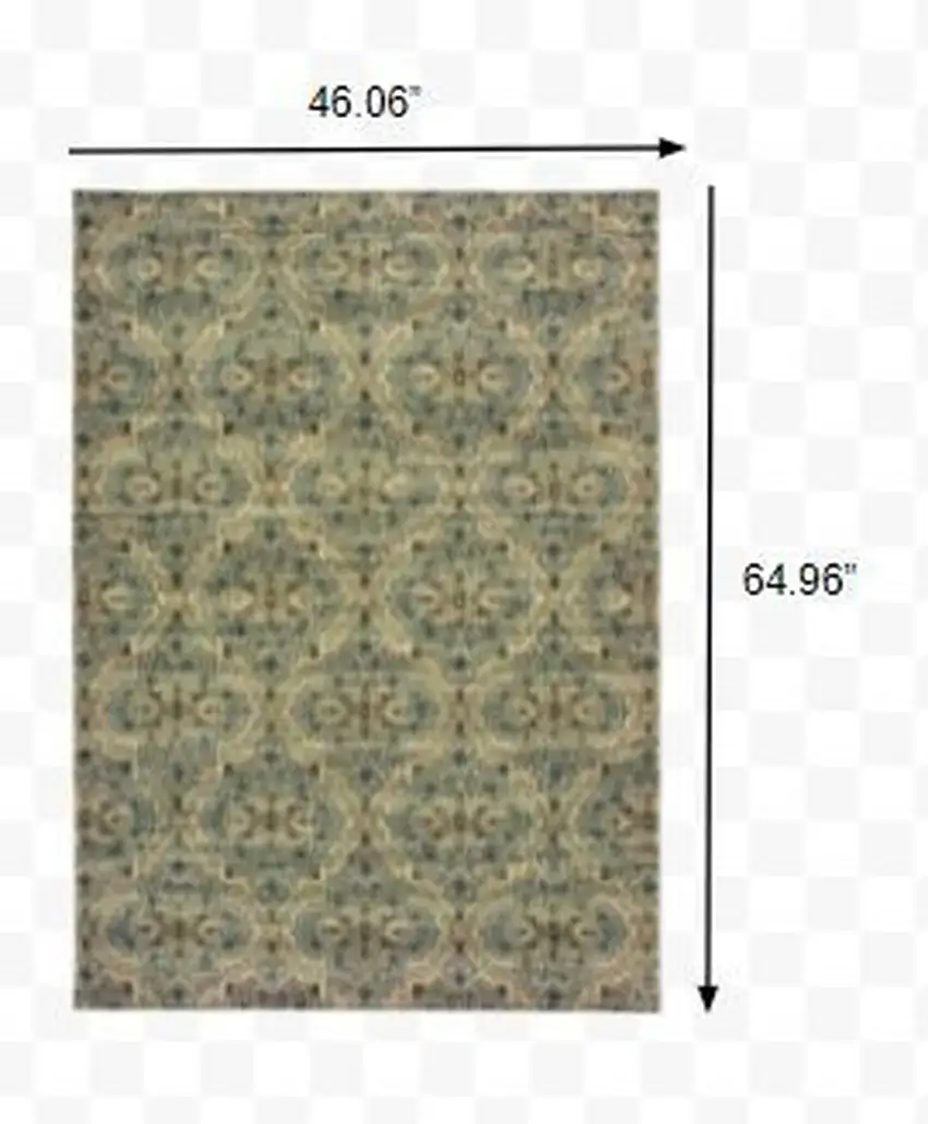 Ivory and Blue Geometric Area Rug Photo 2