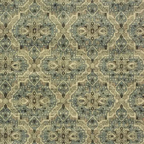 Ivory and Blue Geometric Area Rug Photo 4