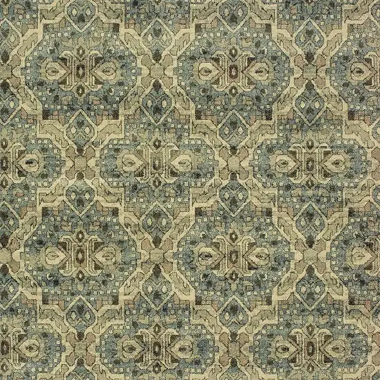 Ivory and Blue Geometric Area Rug Photo 7