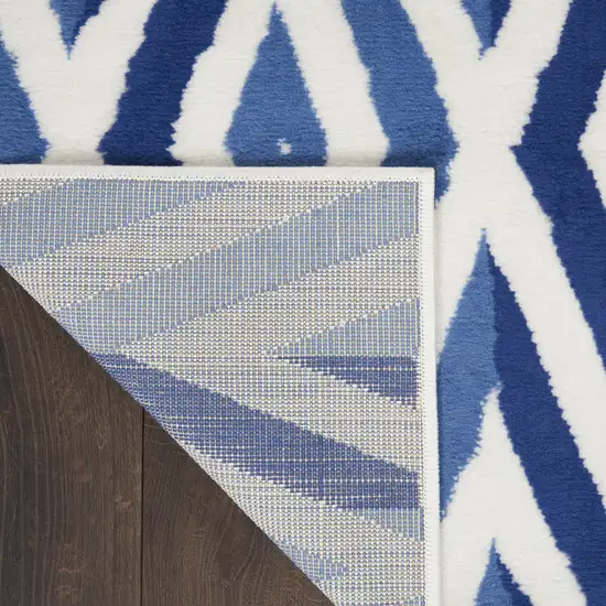 Ivory and Blue Geometric Area Rug Photo 6