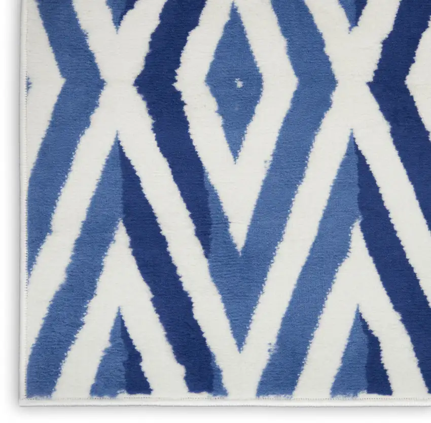 Ivory and Blue Geometric Area Rug Photo 5