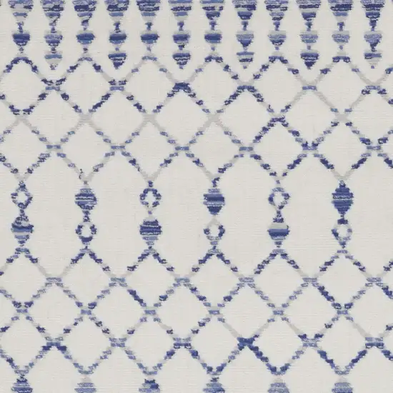 Ivory and Blue Geometric Area Rug Photo 6