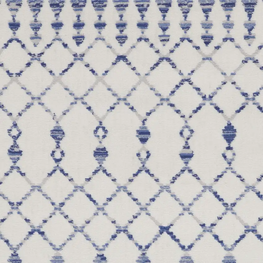 Ivory and Blue Geometric Area Rug Photo 6