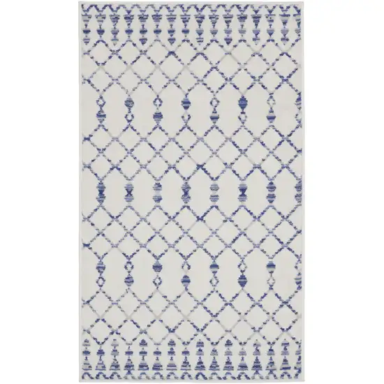 Ivory and Blue Geometric Area Rug Photo 2