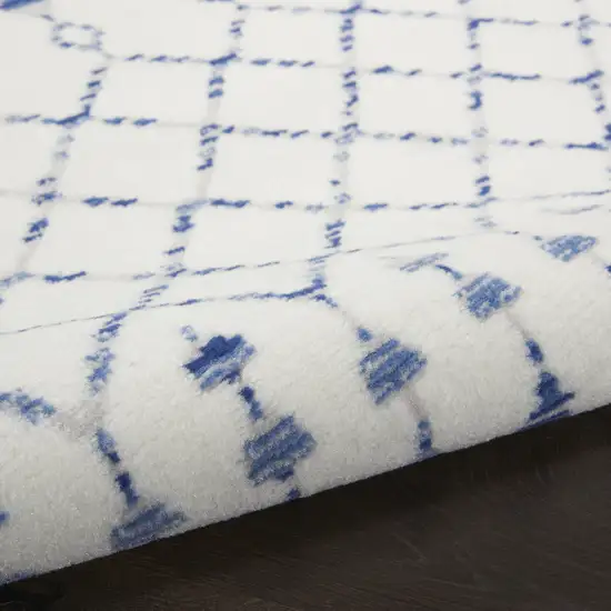 Ivory and Blue Geometric Area Rug Photo 4