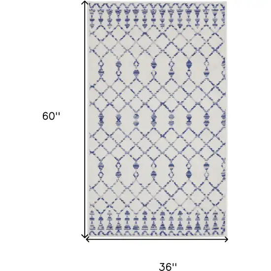 Ivory and Blue Geometric Area Rug Photo 3