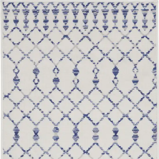 Ivory and Blue Geometric Area Rug Photo 7