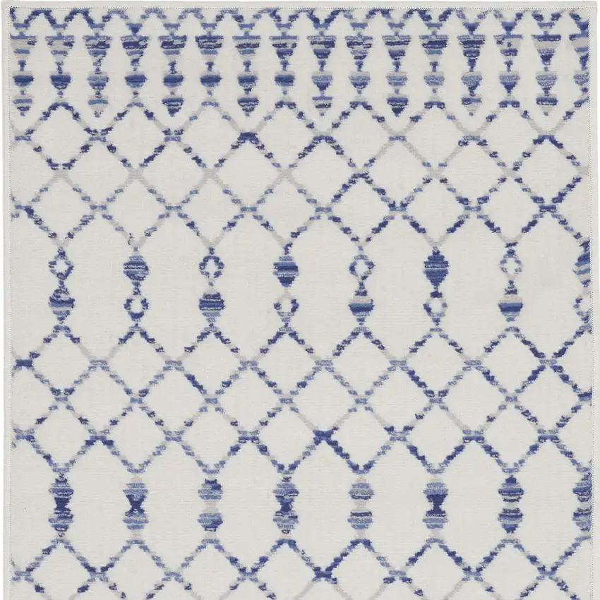 Ivory and Blue Geometric Area Rug Photo 7