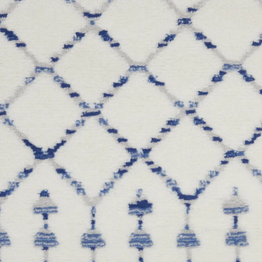 Ivory and Blue Geometric Area Rug Photo 8