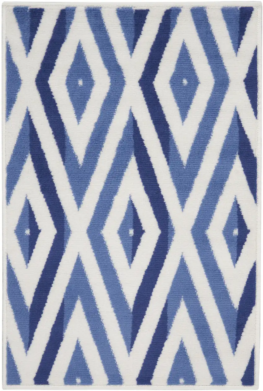 Ivory and Blue Geometric Area Rug Photo 5