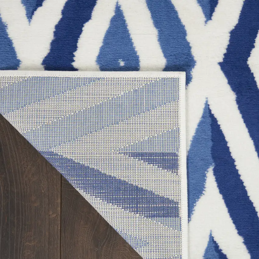 Ivory and Blue Geometric Area Rug Photo 8