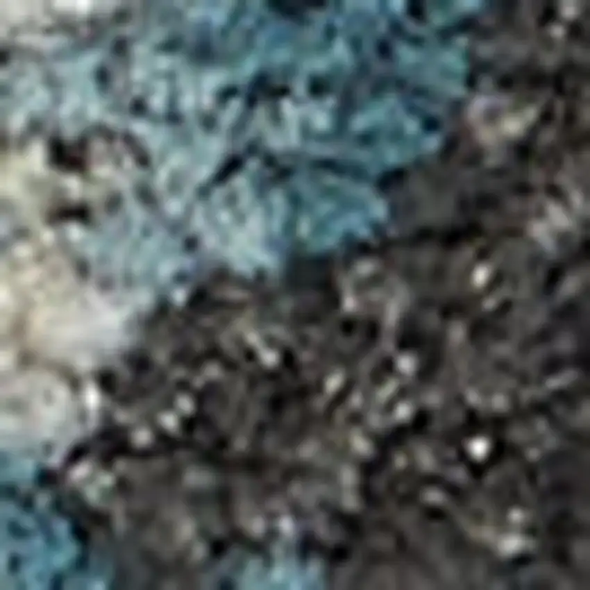 Ivory and Blue Geometric Distressed Non Skid Area Rug Photo 1