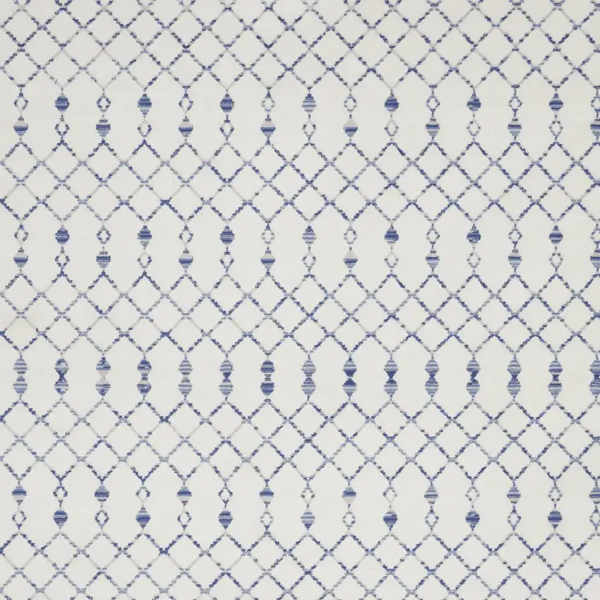 Ivory and Blue Geometric Distressed Non Skid Area Rug Photo 6