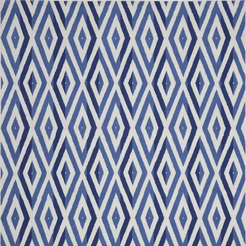 Ivory and Blue Geometric Distressed Non Skid Area Rug Photo 8