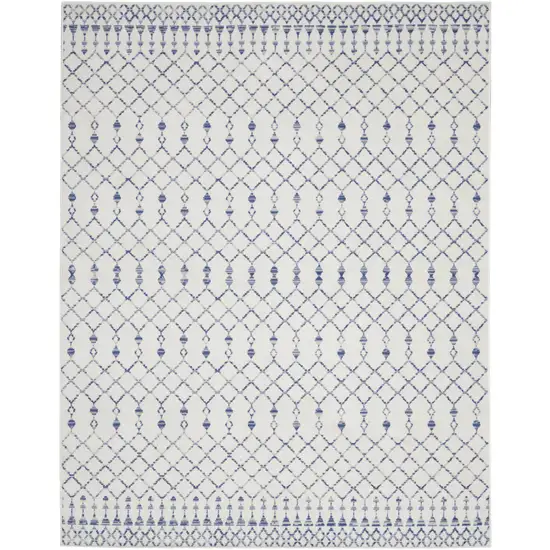Ivory and Blue Geometric Distressed Non Skid Area Rug Photo 5