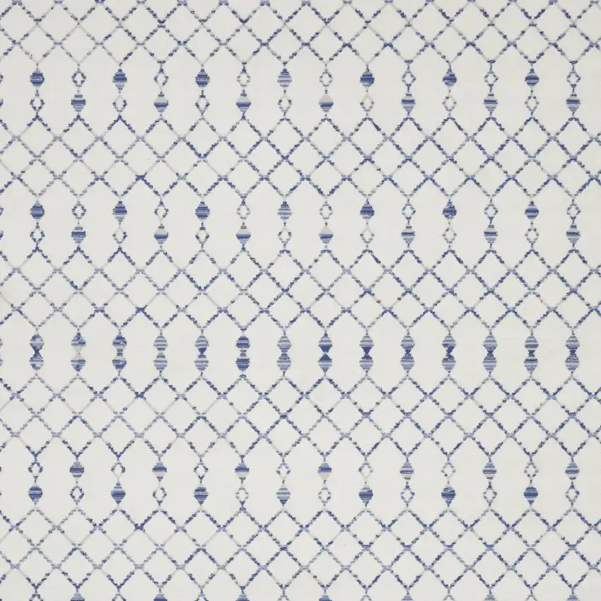 Ivory and Blue Geometric Distressed Non Skid Area Rug Photo 7