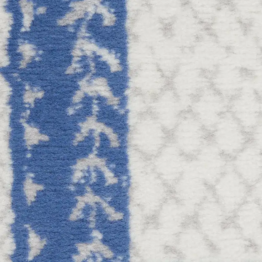 Ivory and Blue Geometric Distressed Non Skid Area Rug Photo 4