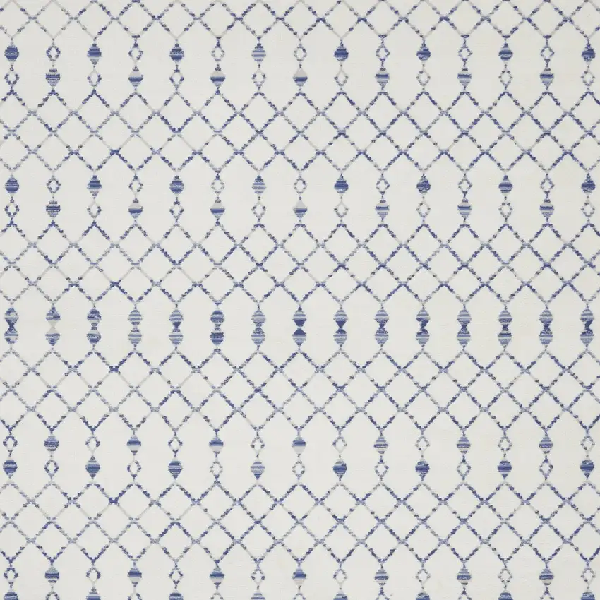 Ivory and Blue Geometric Distressed Non Skid Area Rug Photo 6