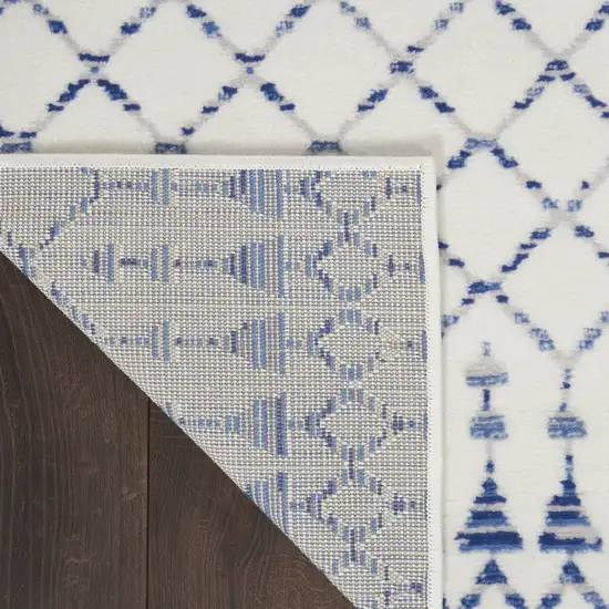 Ivory and Blue Geometric Distressed Non Skid Area Rug Photo 8
